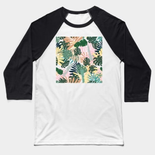 Tropical Leaves Pattern Design  4 Baseball T-Shirt